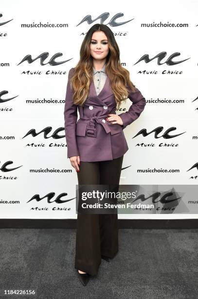 Selena Gomez visits Music Choice on October 29, 2019 in New York City.