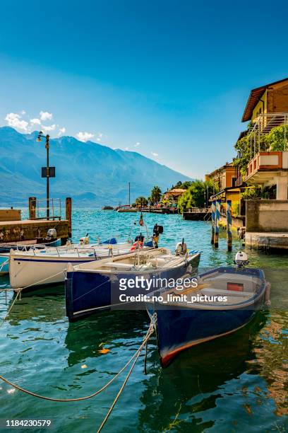 harbor of limone in italy - italy stock pictures, royalty-free photos & images