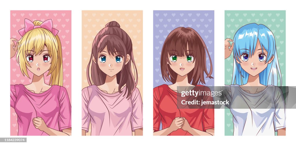 Bundle of young girls hentai style characters