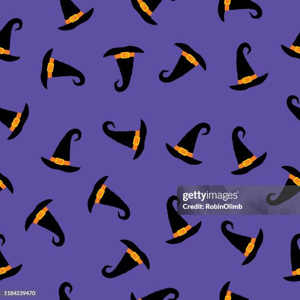 little witches hats seamless pattern - wizard stock illustrations