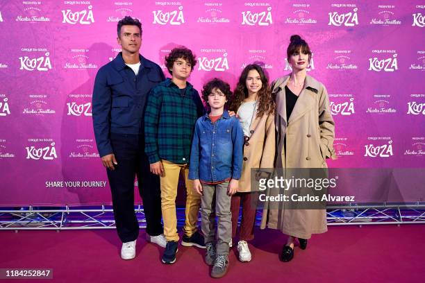Orson Salazar, Orson Salazar Jr, Lenon Salazar, Ava Salazar and Paz Vega attend Cirque Du Soleil 'Kooza' premiere on October 29, 2019 in Madrid,...