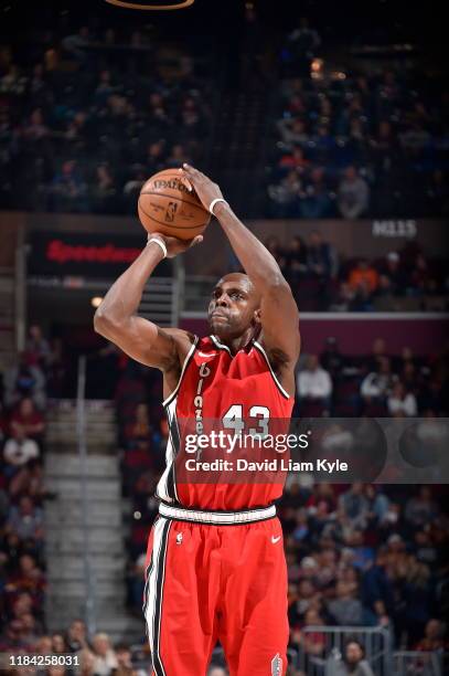 Anthony Tolliver of the Portland Trail Blazers shoots the ball during a game against the Cleveland Cavaliers on November 23, 2019 at Quicken Loans...