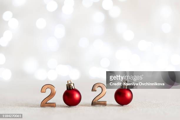 happy new year 2020. symbol from number 2020 on wooden background - new year new you 2019 stock-fotos und bilder