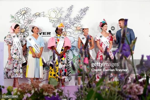 National Finalists of Myer Fashions walk the runway at Flemington Racecourse on October 30, 2019 in Melbourne, Australia. The Melbourne Cup Carnival...