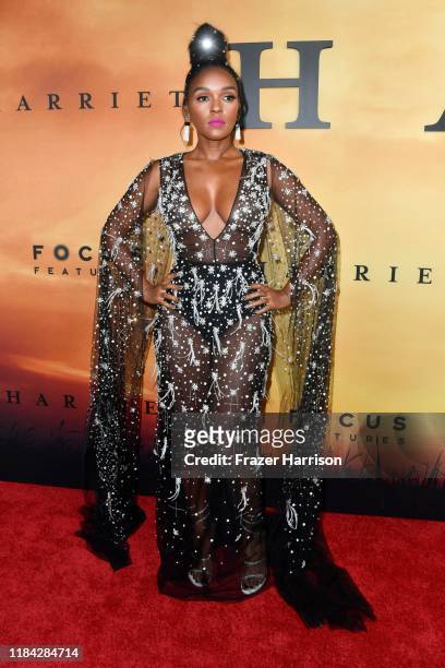 Janelle Monáe attends the premiere of Focus Features' "Harriet" at The Orpheum Theatre on October 29, 2019 in Los Angeles, California.