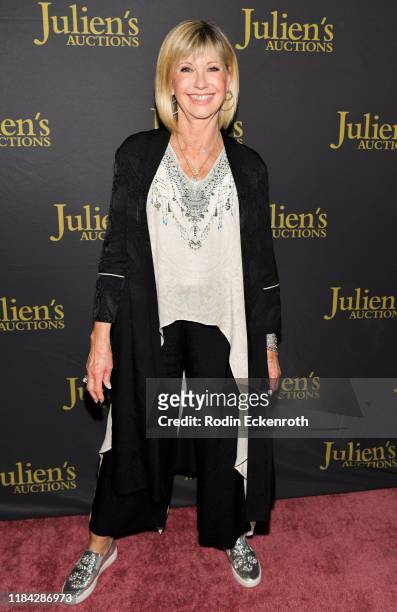 Olivia Newton-John attends the VIP reception for upcoming "Property of Olivia Newton-John Auction Event at Julien’s Auctions on October 29, 2019 in...