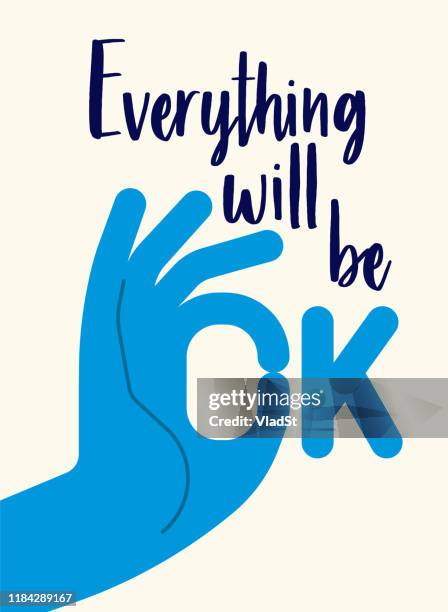 ok hand gesture motivation inspirational message positive thinking concept illustration - mindful stock illustrations