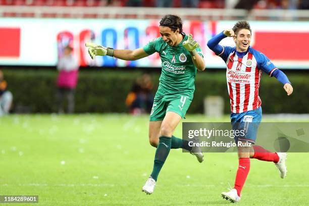 José Rodríguez goalkeeper of Chivas celebrates his goal during the 19th round match between Chivas and Veracruz as part of the Torneo Apertura 2019...