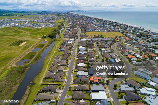 tauranga aerial view - tauranga stock pictures, royalty-free photos & images