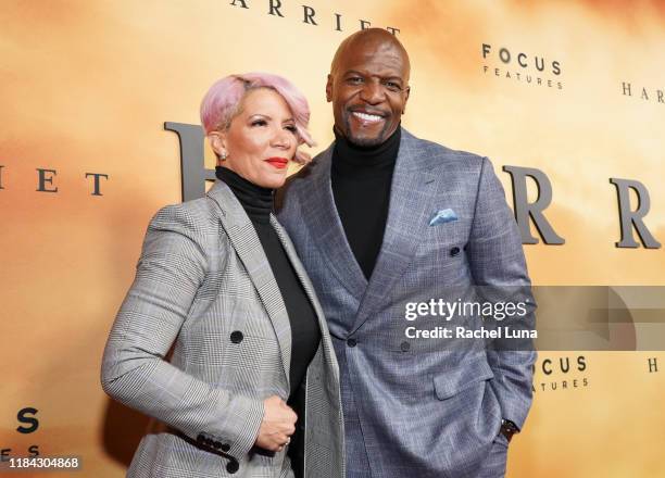 Rebecca King-Crews and Terry Crews attend the premiere of Focus Features' "Harriet" at The Orpheum Theatre on October 29, 2019 in Los Angeles,...