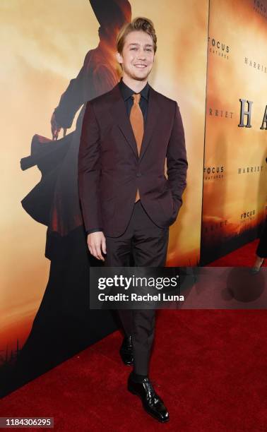 Joe Alwyn attends the premiere of Focus Features' "Harriet" at The Orpheum Theatre on October 29, 2019 in Los Angeles, California.