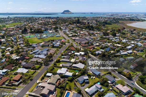tauranga aerial view - tauranga stock pictures, royalty-free photos & images