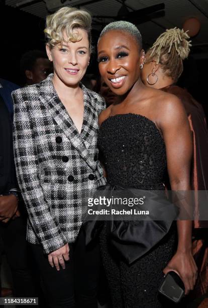 Elizabeth Banks and Cynthia Erivo attend the after party of Focus Features' "Harriet" premiere on October 29, 2019 in Los Angeles, California.