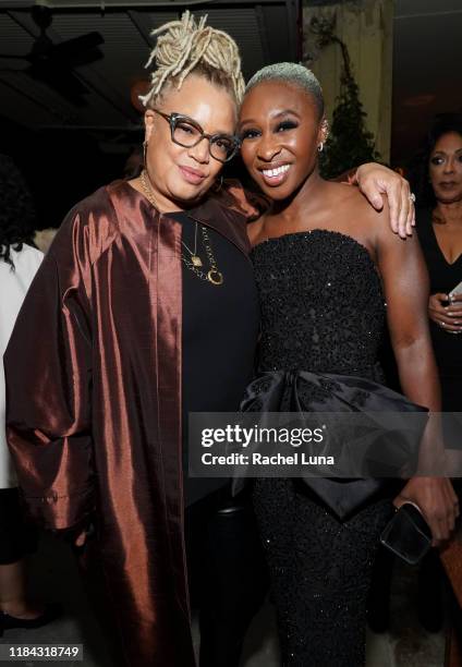 Kasi Lemmons and Cynthia Erivo attend the after party of Focus Features' "Harriet" premiere on October 29, 2019 in Los Angeles, California.