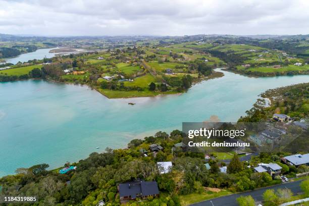 auckland aerial view - hauraki gulf islands stock pictures, royalty-free photos & images