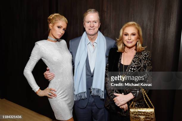Paris Hilton, Richard Hilton and Kathy Hilton attend an Exclusive Preview of The West Hollywood EDITION on October 29, 2019 in West Hollywood,...