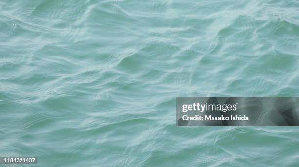 ripples on the surface of aqua blue and green water ,lake biwako,abstract water texture for background - mint green fotografías e imágenes de stock