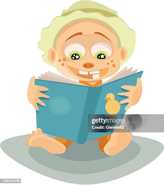 little kid reading - toddler learning stock illustrations