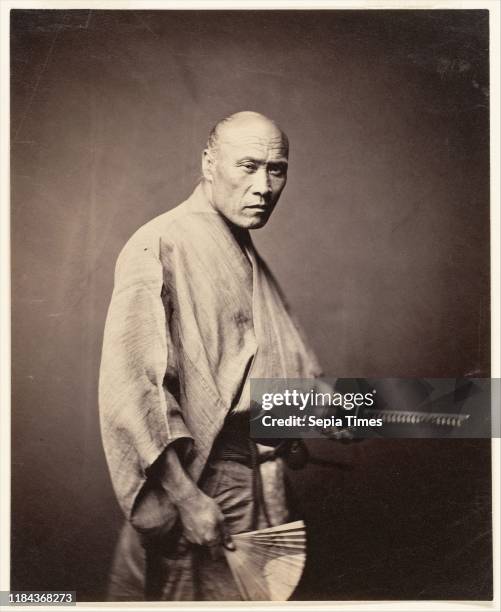 Samurai, Yokohama, 1864-65, Albumen silver print from glass negative, Image: 17.9 x 14.6 cm , Photographs, Felice Beato , Beato was one of the finest...