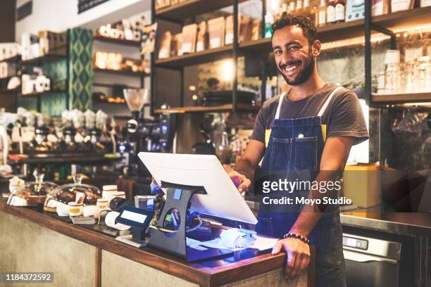 i always add a smile to every service - pos stock pictures, royalty-free photos & images