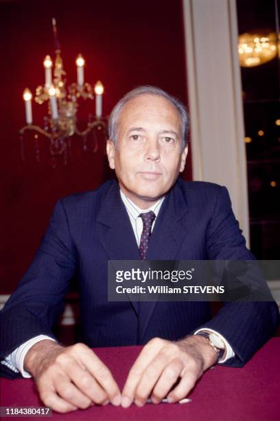 Portrait de l'homme d'affaires Alain Chevalier à l'assemblée des actionnaires de LVMH à Paris en France, le 21 septembre 1988.
