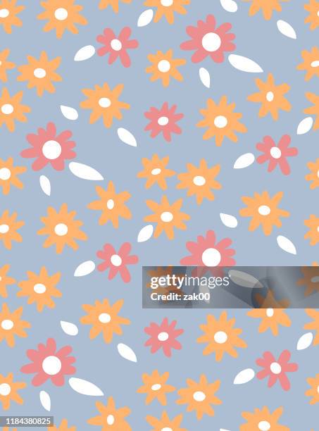 minimal cute hand-painted daisies background vector seamless patters. spring summer floral print - big empty room stock illustrations