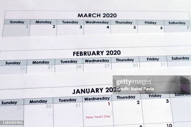 2020 calendar folders - march calendar 2020 stock pictures, royalty-free photos & images