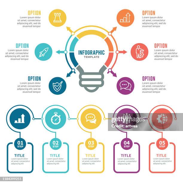 infographic elements - 6 steps stock illustrations