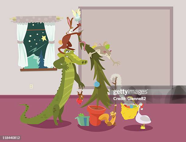 creature christmas - squirrel funny stock illustrations