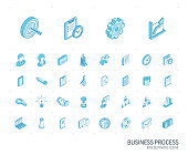 Business and management isometric line icons. 3d vector