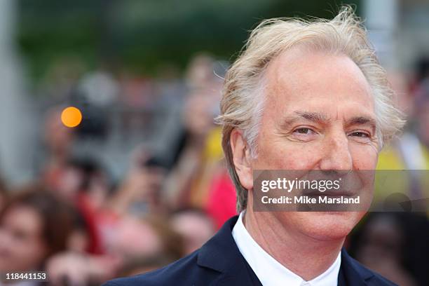 Alan Rickman attends the world premiere of 'Harry Potter And The Deathly Hallows Part 2' at Trafalgar Square on July 7, 2011 in London, England.