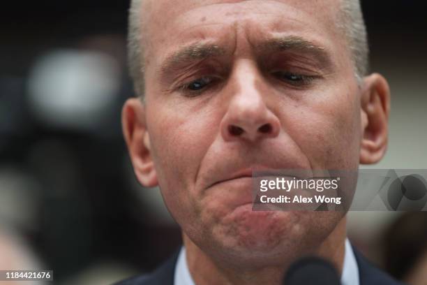 Dennis Muilenburg, president and CEO of the Boeing Company, testifies before the House Transportation and Infrastructure Committee October 30, 2019...