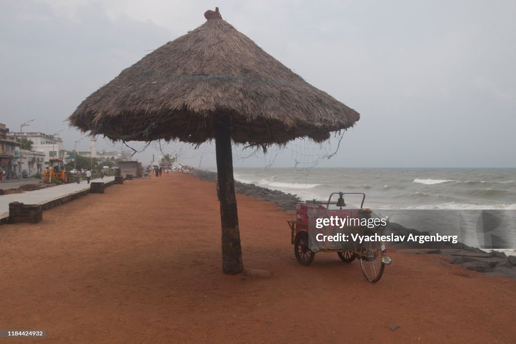 The beach of Pondicherry, Bay of Bengal, Indian Ocean