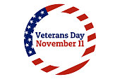 Veterans Day holiday background with national flag of the United States of America. Annual celebrated every November 11. Template for banner, card, poster. EPS10 vector illustration.