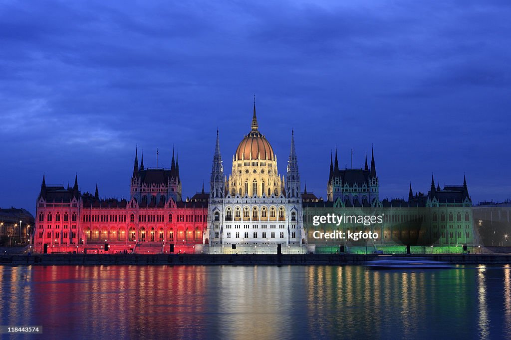 Parliament at dusk in Budapest, Hungary