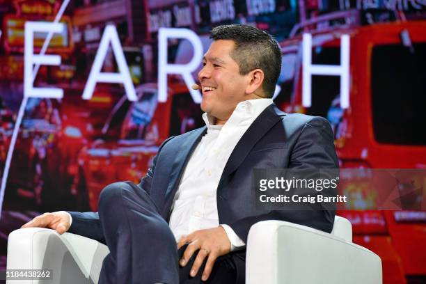 Carl Quintanilla, Anchor at CNBC, speaks onstage during ONWARD19: The Future Of Search - Day 3 at Marriott Marquis Times Square on October 30, 2019...