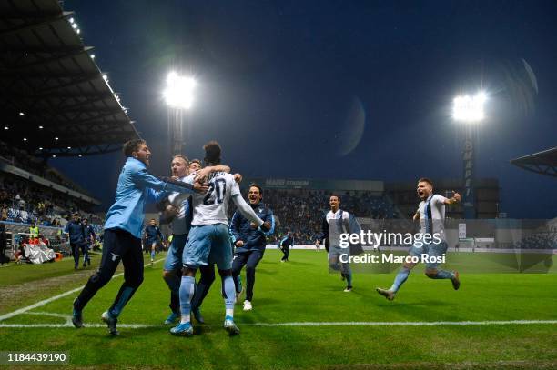 Felipe Caicedo of SS Lazio celebrate a second goal with his team mates during the Serie A match between US Sassuolo and SS Lazio at Mapei Stadium...