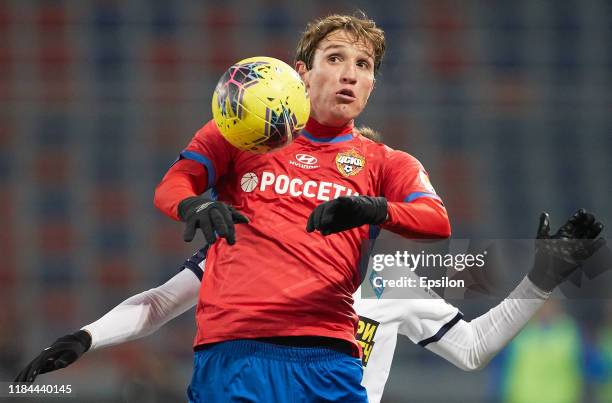 Mario Fernandes of PFC CSKA Moscow in action during the Russian Football League match between PFC CSKA Moscow and FC Krylia Sovetov Samara at Arena...