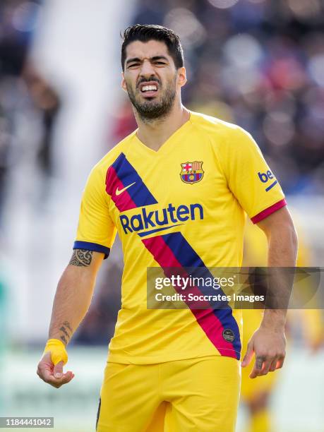 Luis Suarez of FC Barcelona during the La Liga Santander match between Leganes v FC Barcelona at the Estadio Municipal de Butarque on November 23,...