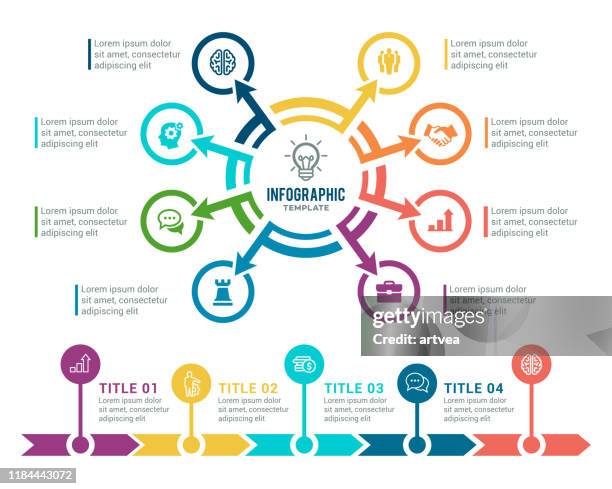 ilustrações, clipart, desenhos animados e ícones de conjunto de elementos infográficos - número 8