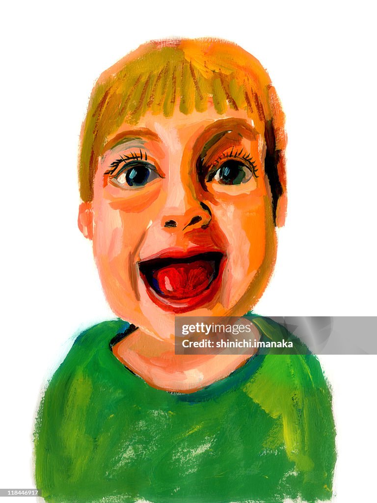 Blond boy with green shirt