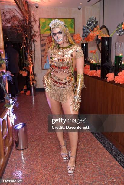 Sophia Hadjipanteli attends Ella Canta's Day of the Dead celebration on October 30, 2019 in London, England.