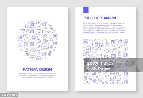 set of project planning icons vector pattern design for brochure,annual report,book cover. - gantt chart stock illustrations