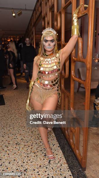 Sophia Hadjipanteli attends Ella Canta's Day of the Dead celebration on October 30, 2019 in London, England.