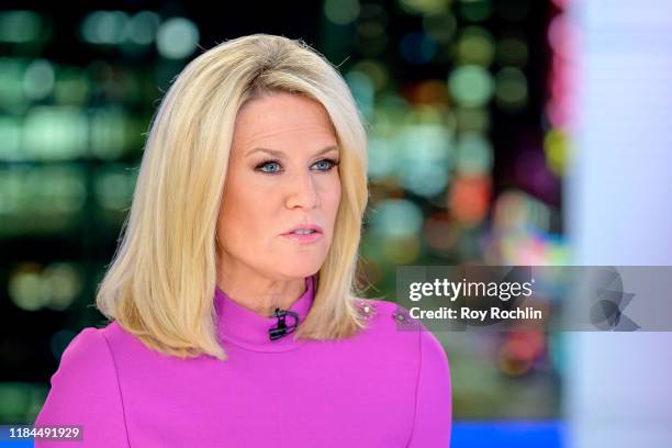 Host Martha MacCallum as U.S. Secretary of State Mike Pompeo visits "The Story With Martha MacCallum" at Fox News Channel Studios on October 30, 2019...