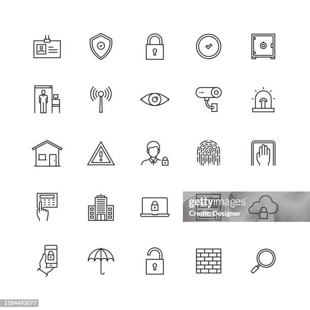 simple set of security related vector line icons - cloud access icon stock illustrations