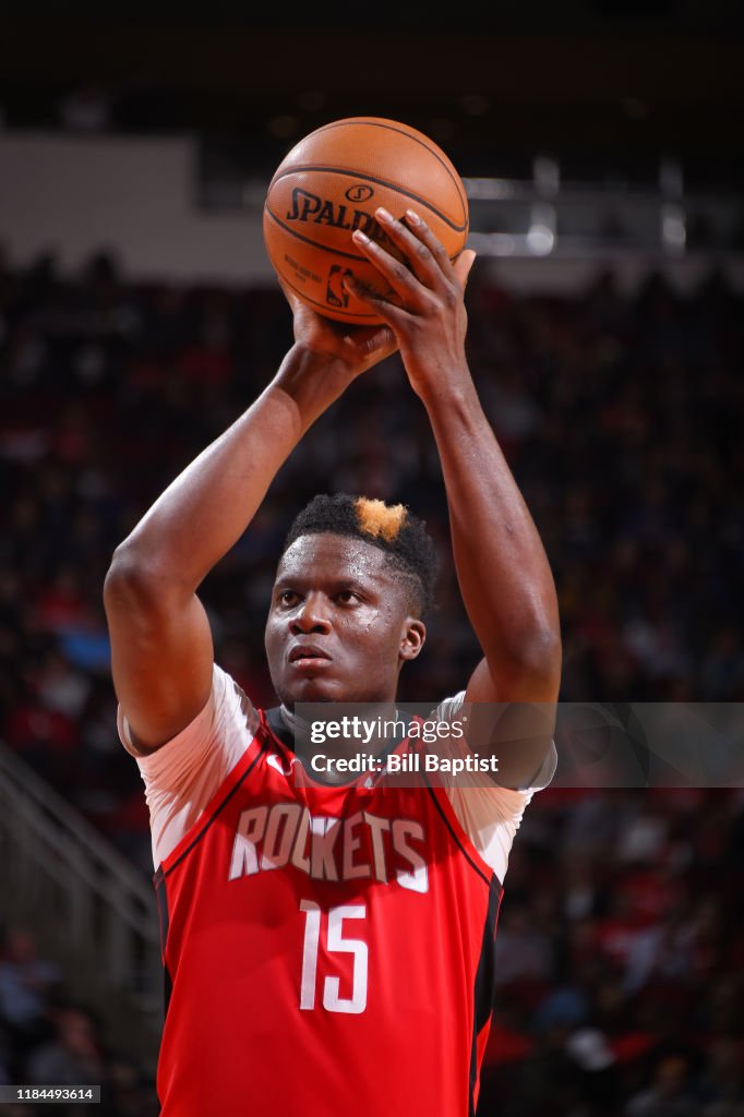 Capela Houston Rockets Clint Capela of the Houston Rockets shoots a free throw during a game ...