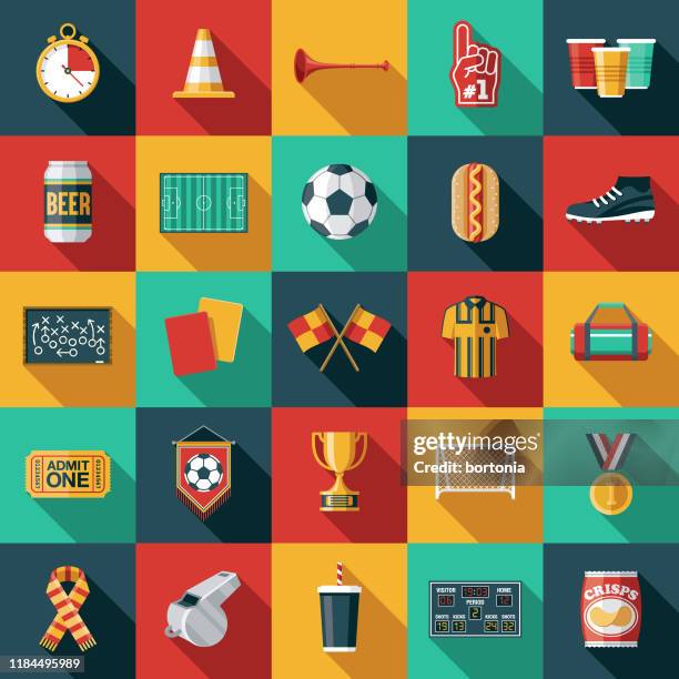stockillustraties, clipart, cartoons en iconen met voetbal (voetbal) icon set - fluit sportartikelen