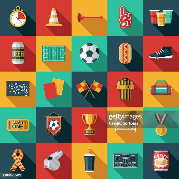 stockillustraties, clipart, cartoons en iconen met voetbal (voetbal) icon set - voetbal