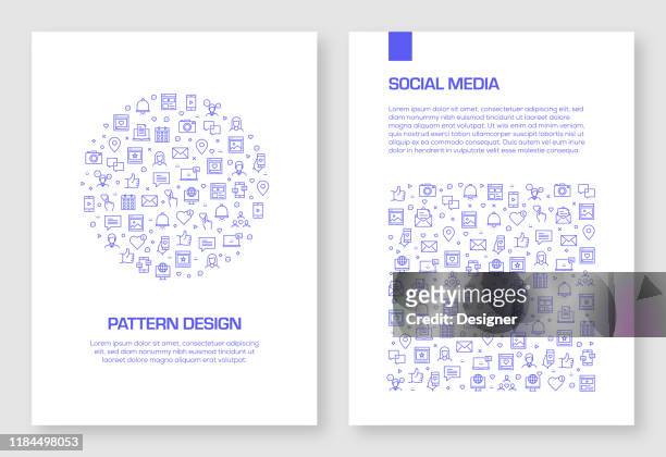 satz von social media icons vektor muster design für broschüre, jahresbericht, buch cover. - social media symbol stock-grafiken, -clipart, -cartoons und -symbole